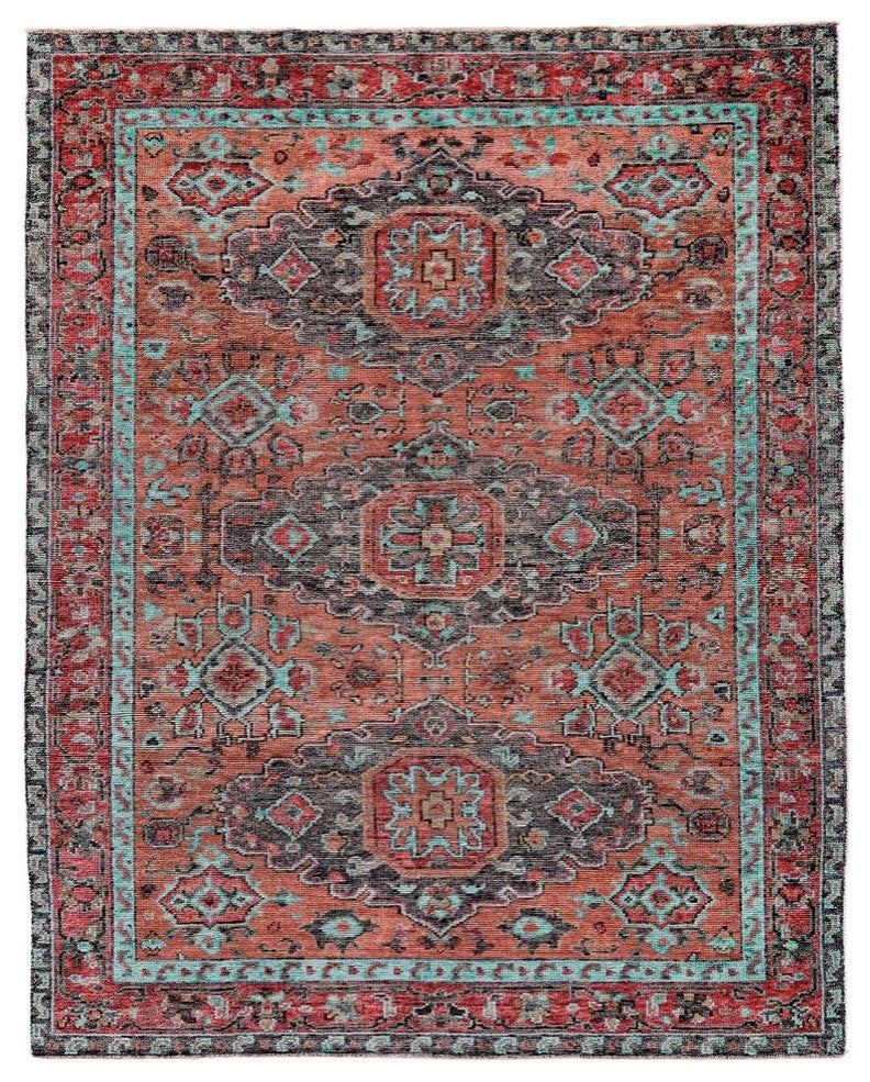 Weave & Wander Bashyr Rug, Rust/Aqua, 5'6"x8'6"