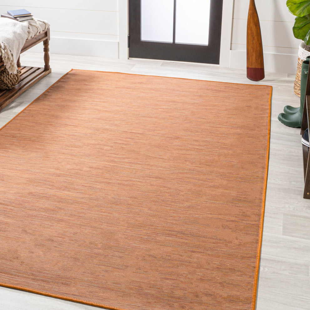 Ethan Modern Flatweave Solid, Orange, 9 X 12