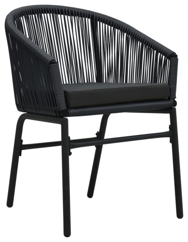 Vidaxl 3-Piece Bistro Set With Cushions Pvc Rattan Black