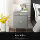 Nicole Miller Anatolio Nightstand High Gloss Acrylic Knob and Legs, Light Gray
