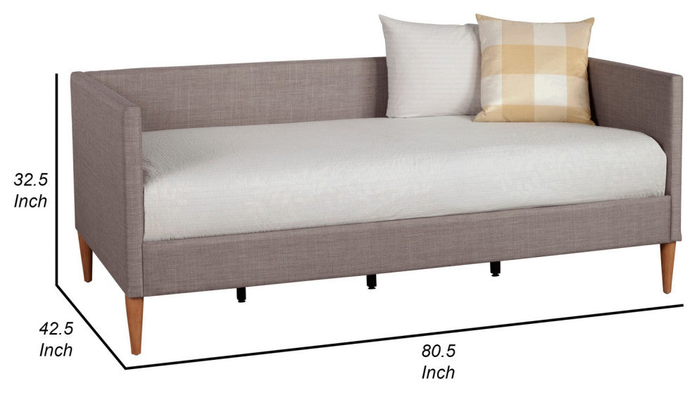 Benzara BM261847 Daybed With Wooden Frame and Fabric Upholstery, Dark Gray