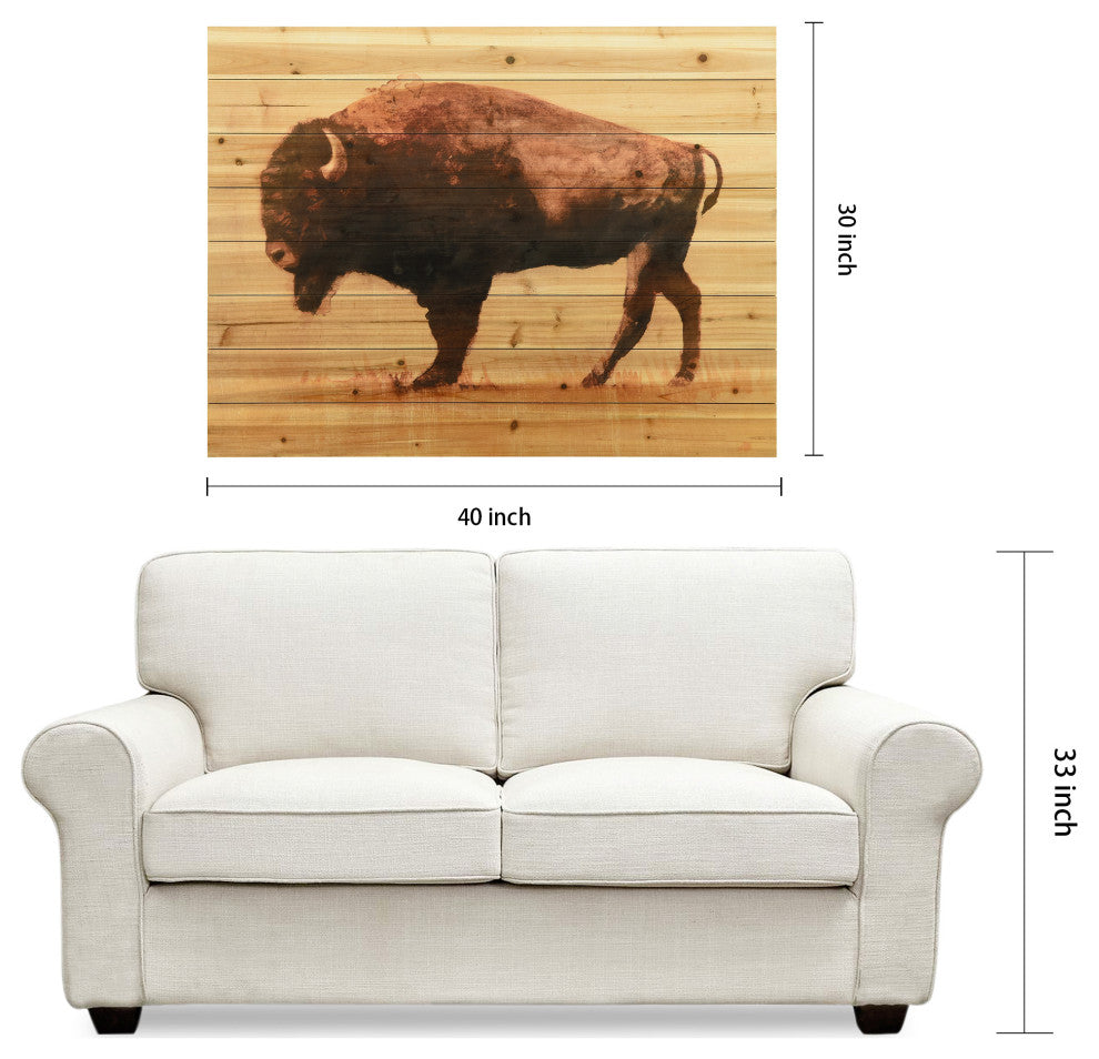 "Roam I" Bison Wall Art Digital Print on Solid Wood