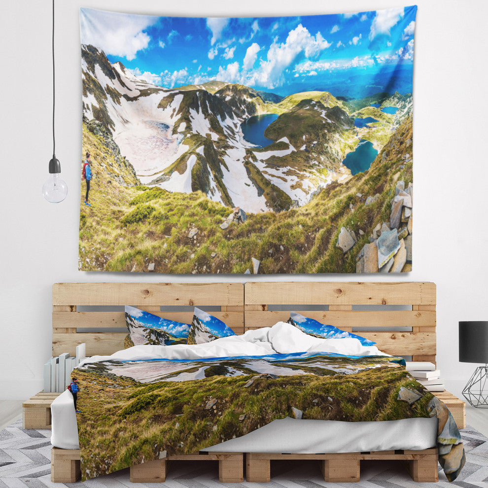 Clouds Over Seven Rila Lakes Landscape Wall Tapestry, 80"x68"