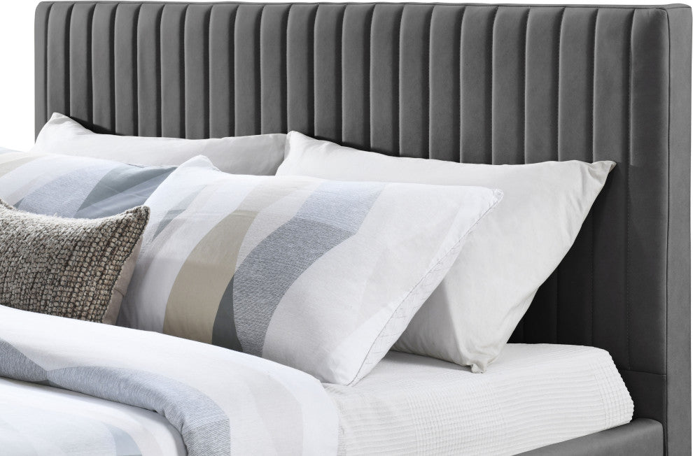 Gallo Vegan Leather Upholstered Bed, Gray, King