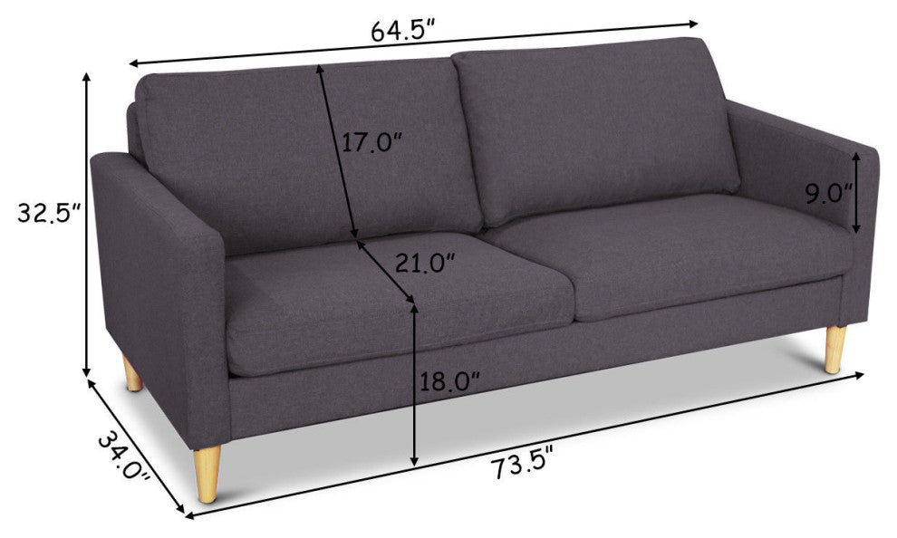 Costway Modern Fabric Couch Sofa Love Seat Upholstered Bed Lounge 2-Seater New