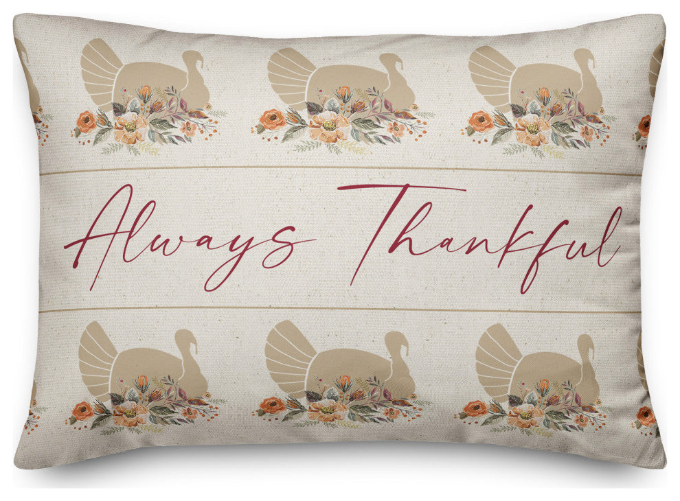 Turkey Always Thankful 4 14"x20" Spun Poly Pillow