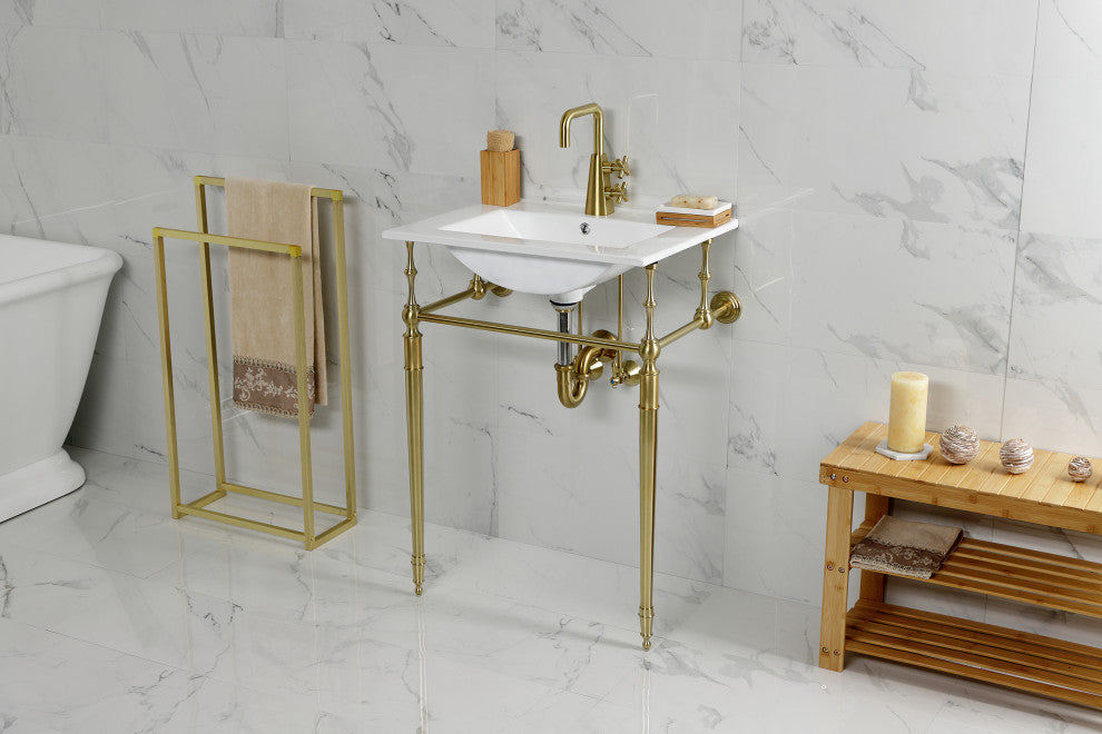 Fauceture KVPB24187W1BB 24" Console Sink, Legs, Single Hole
