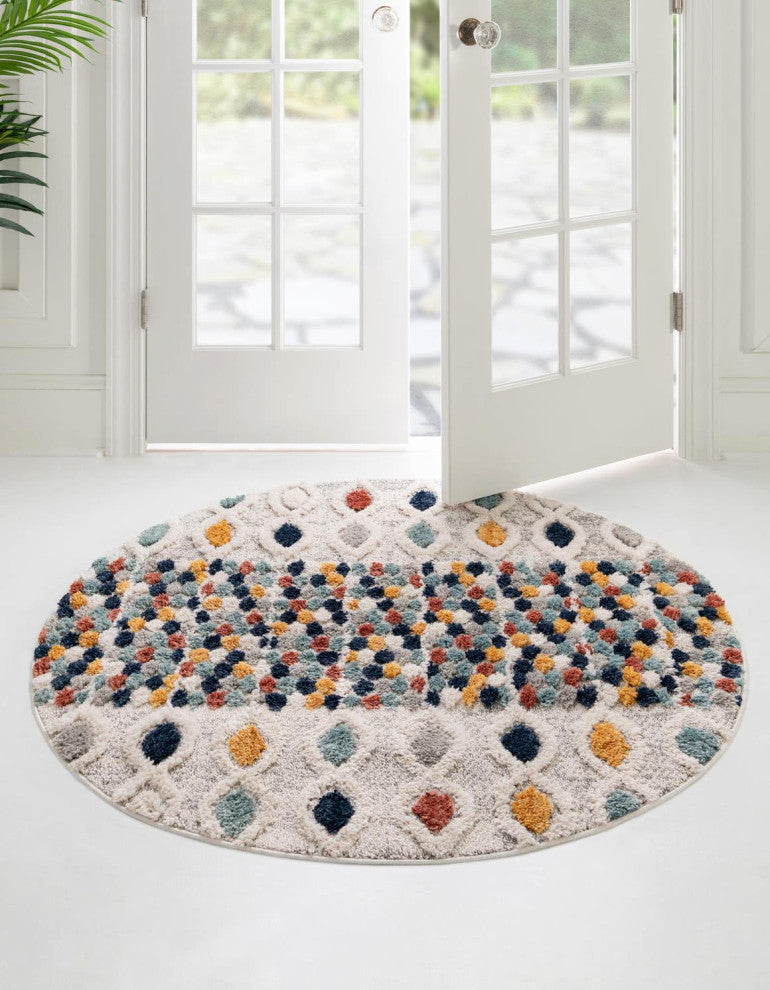 Unique Loom Cherokee Asheville Area Rug, Multi, 7'' 0 X 7'' 0 Round