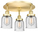Bell-3 Light 17" Flush Mount-Satin Gold, Seedy Glass Shade