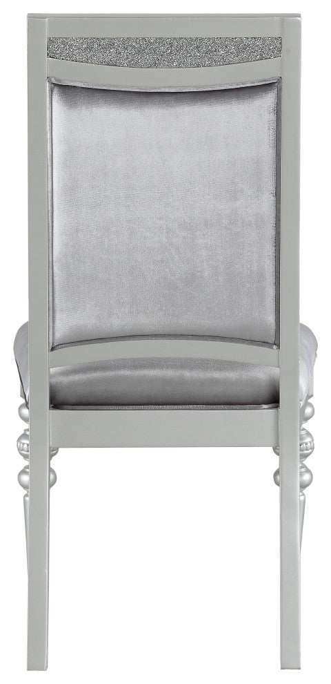 ACME Maverick Side Chair, Set-2, Fabric and Platinum