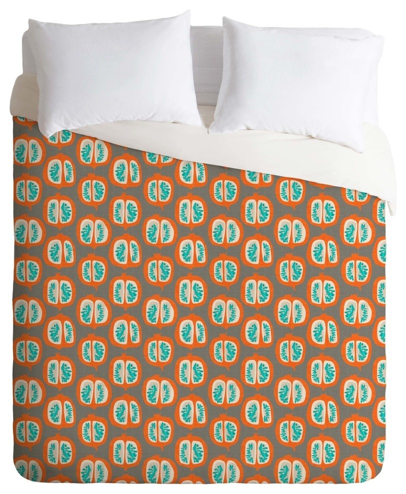 Deny Designs Mummysam Orange Pomegranate Duvet Cover - Lightweight