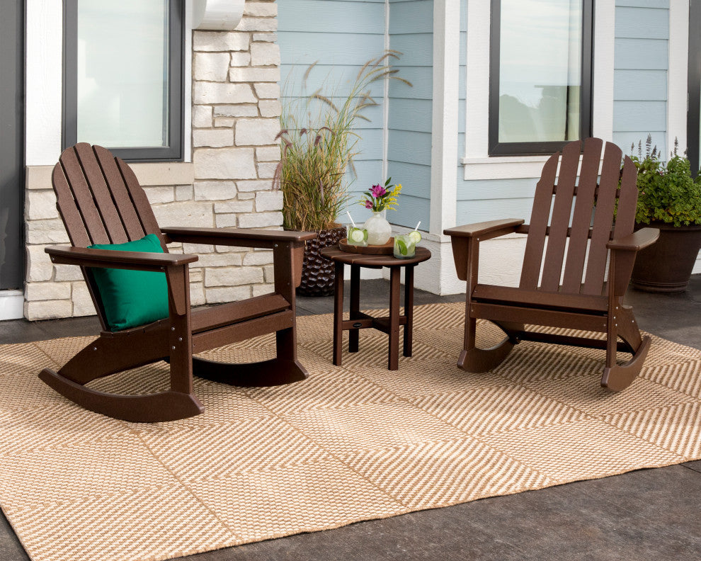Polywood Vineyard 3-Piece Adirondack Rocking Chair Set, Slate Gray