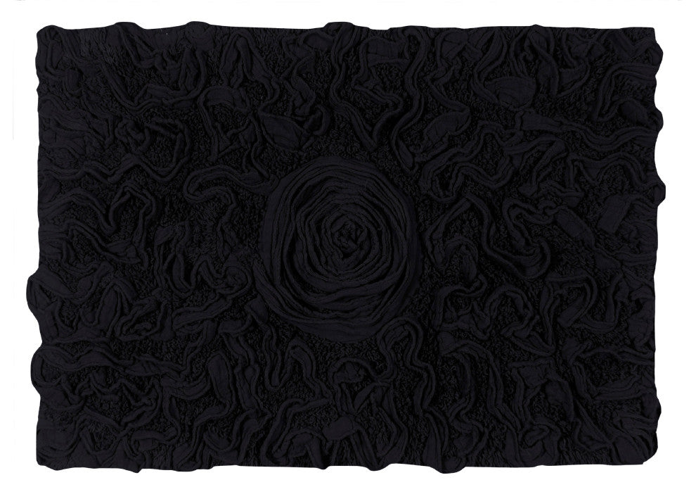 Bellflower Bath Rug, 17"x24", Black
