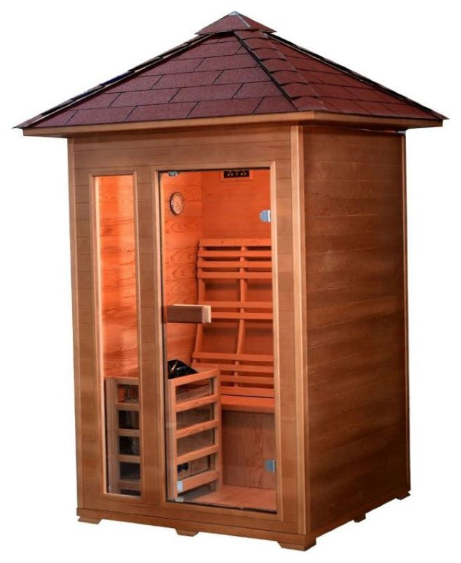 Bristow 2 Person Outdoor Traditional Sauna, Electric4.5kw Harvia Heater