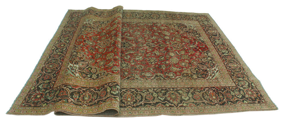 Fine Vintage Distressed Saima Red/Charcoal Rug, 7'10x12'0