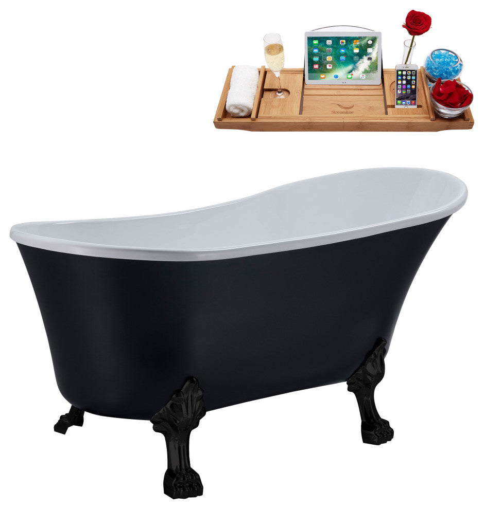 63" Streamline N366BL-IN-BL Clawfoot Tub and Tray With Internal Drain