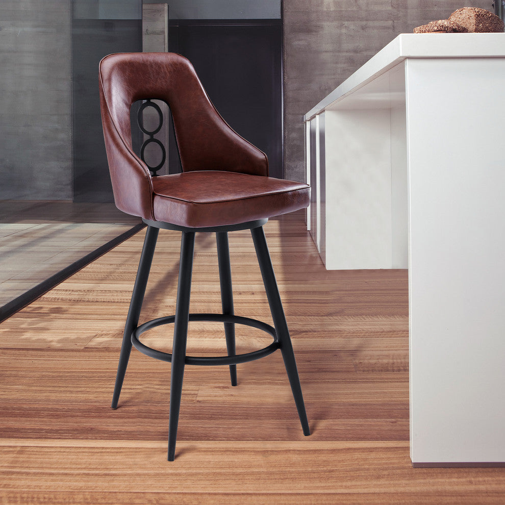 Ruby Contemporary 30" Bar Height Barstool In Black Powder Coated Finish