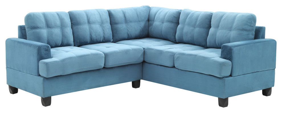 Partington Suede Sectional, Aqua Suede