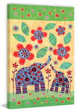 "Elephant Pair" Painting Print on Wrapped Canvas, 40"x60"