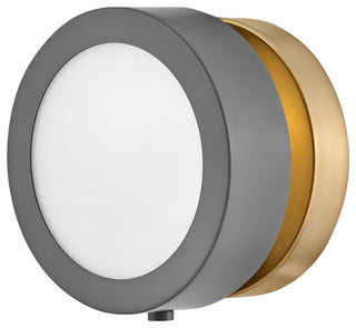Hinkley 6.75" Mercer Round Light Wall Sconce, Dark Matte Grey Heritage Brass
