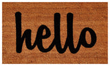 Hello Doormat Natural/Black Script, 17"x29"