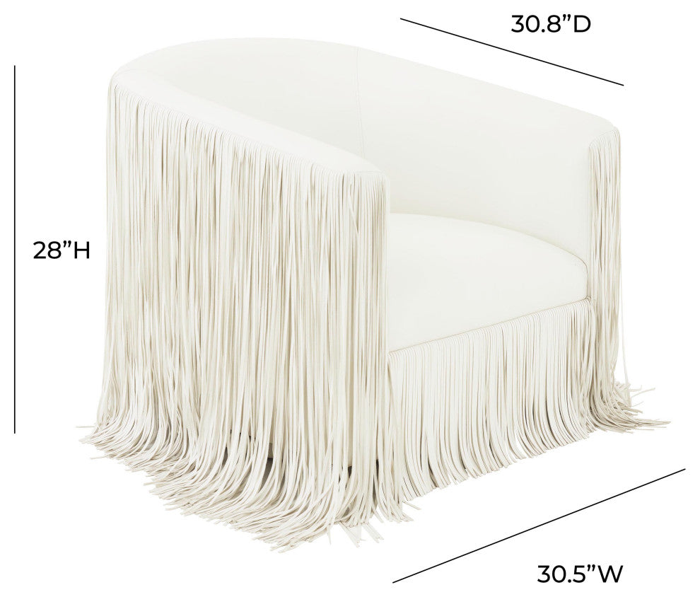 Shag Me Ivory Vegan Leather Swivel Chair