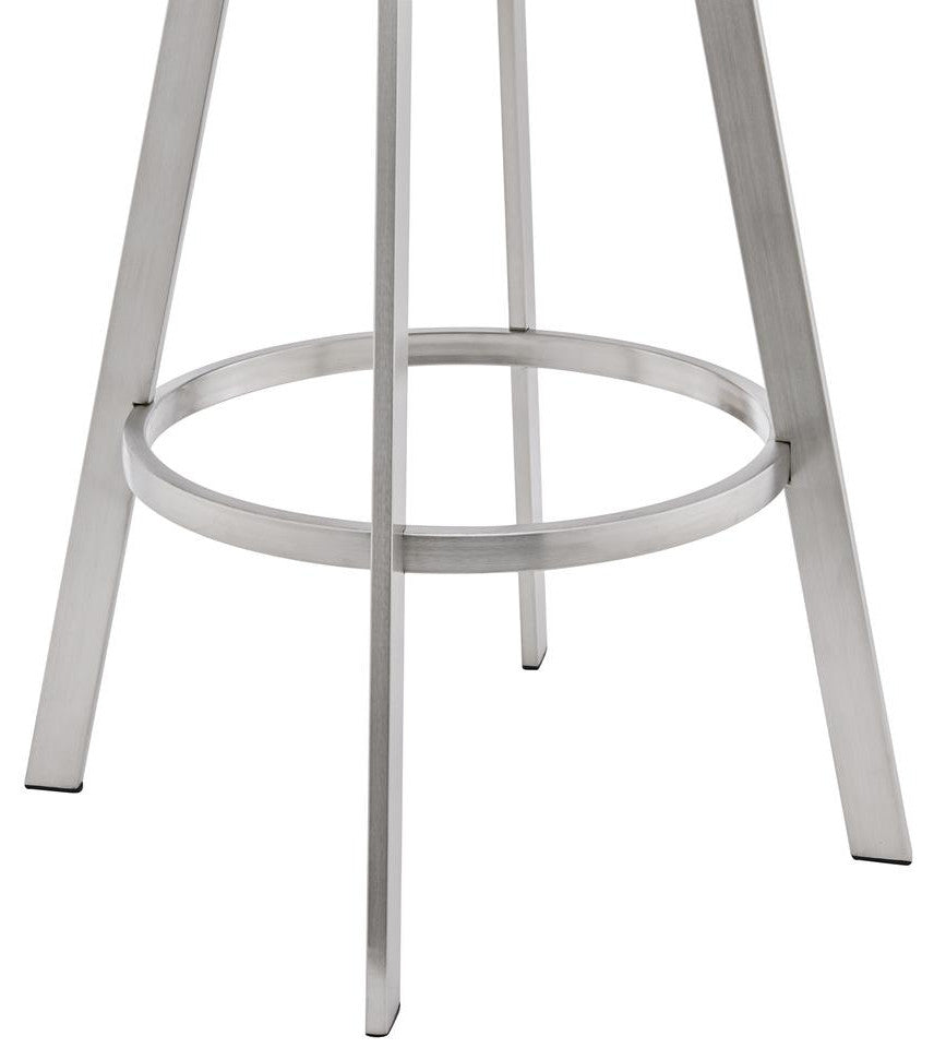 Bronson 26 Black Faux Leather and Brushed Stainless Steel Swivel Bar Stool