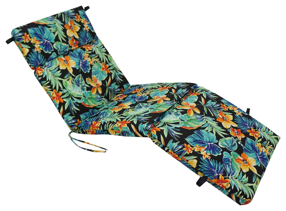 72"X24" Patterned Polyester Outdoor Chaise Lounge Cushion, Beachcrest Caviar