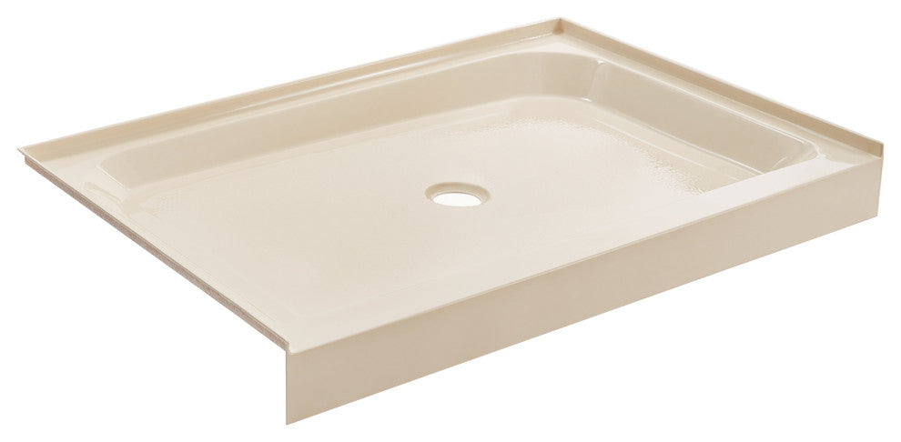 Voltaire 48"x32" Single-Threshold, Center Drain, Shower Base, Biscuit