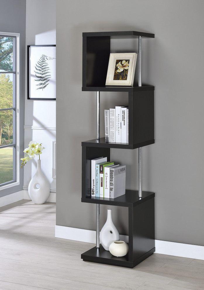 Rectangular 4-Shelf Bookcase, Black