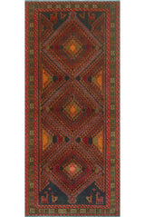 Fine Vintage Distressed Dastgir Burgundy/Charcoal Runner, 4'1x9'6