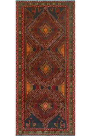Fine Vintage Distressed Dastgir Burgundy/Charcoal Runner, 4'1x9'6