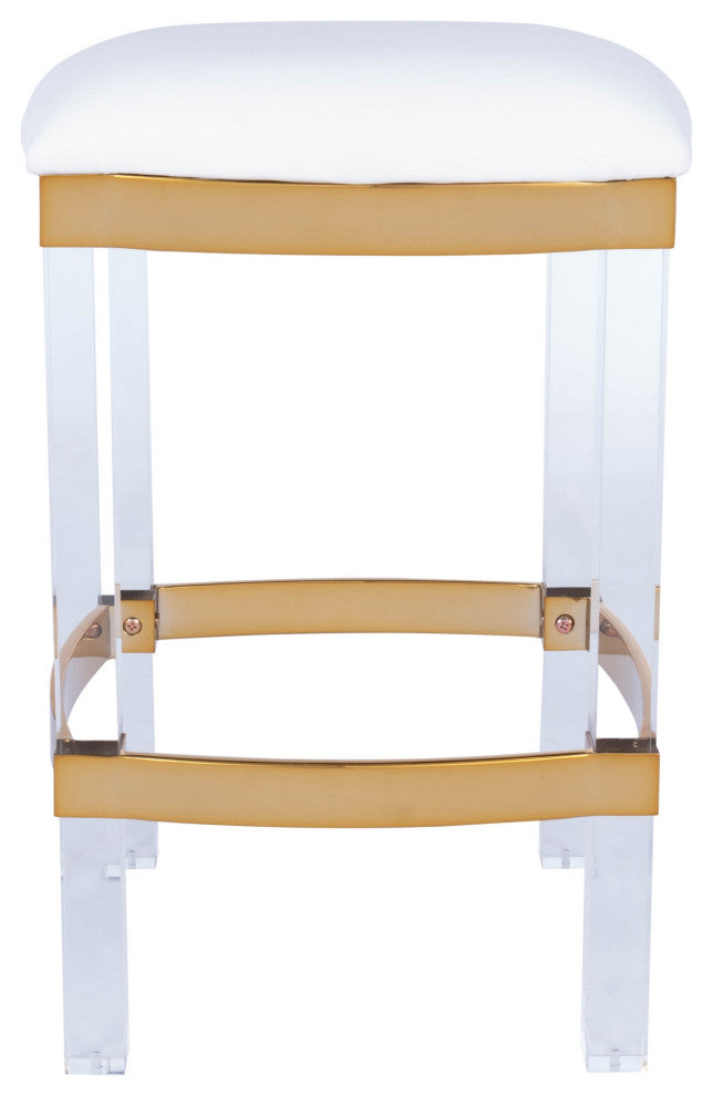 Acrylic and Polished Gold Counter Stool