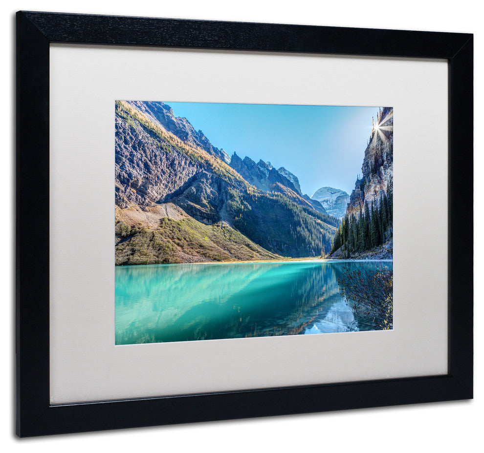 Pierre Leclerc 'Lake Louise Sunburst' Matted Art, Black Frame, White, 20x16