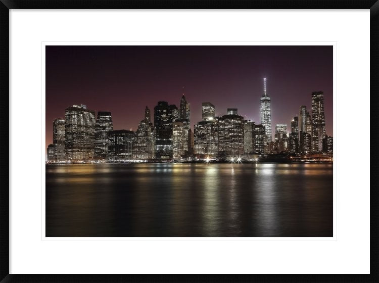 "Nyc Skyline" Framed Digital Print by Nicolas Merino, 32x24"