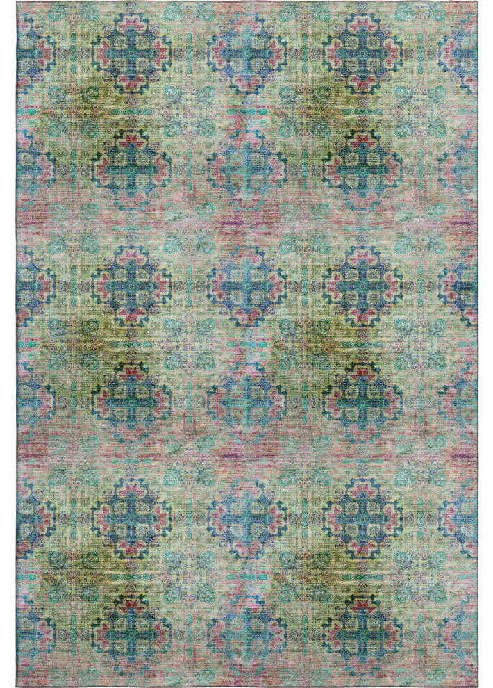 Premium Machine Washable Mayfield AMF557 Green 8' x 10' Rug