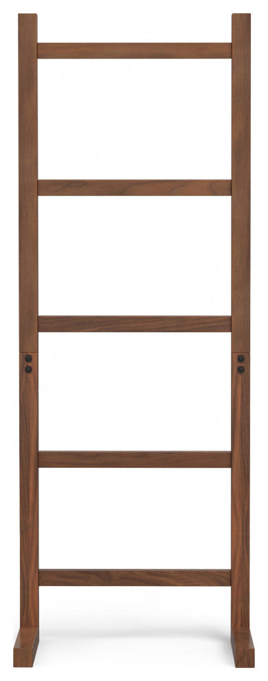 Bray Solid Acacia Wood Bath Towel and Blanket Ladder Shelf, Natural Walnut