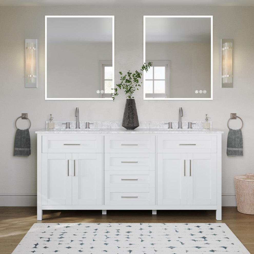 The Oswald Bathroom Vanity, Double Sink, 72', White, Freestanding