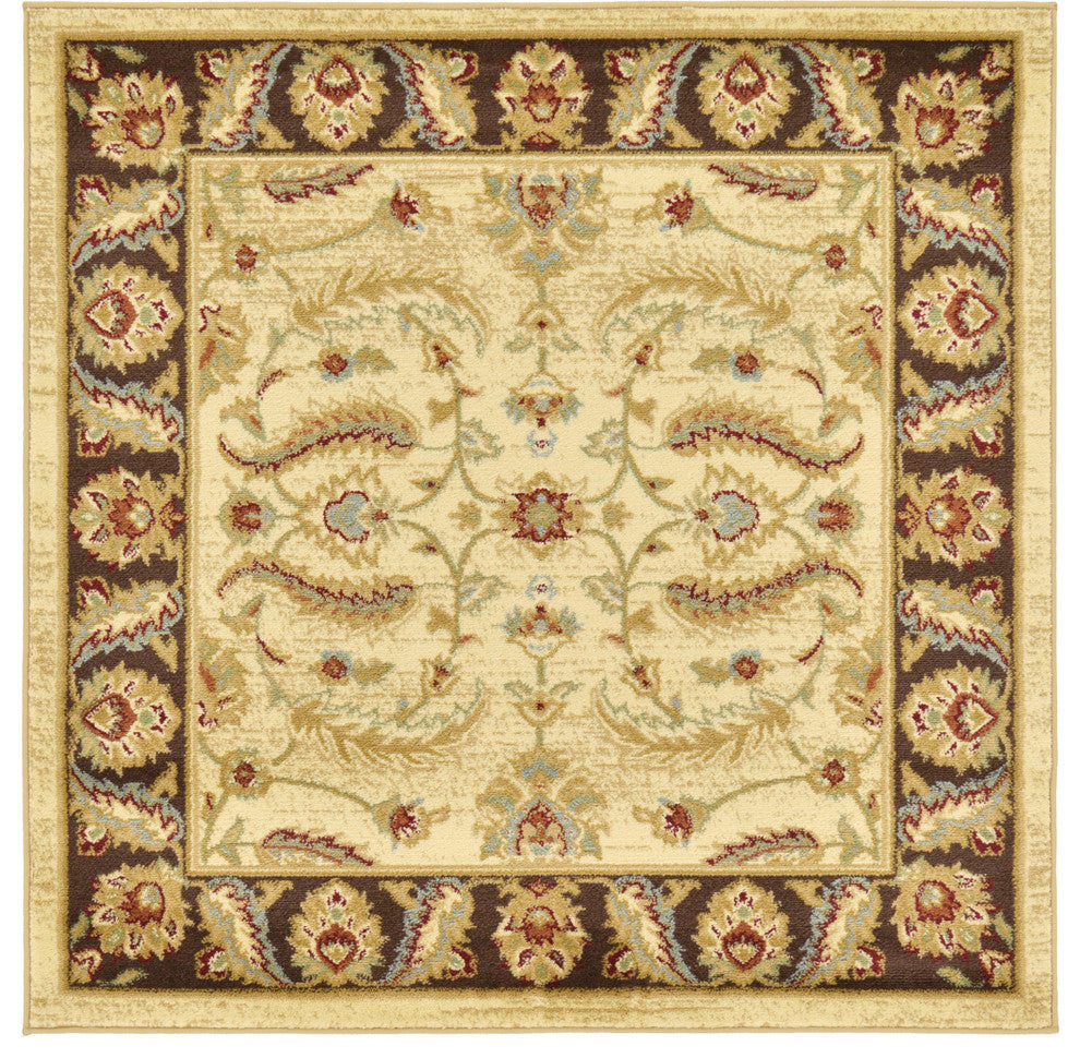 Unique Loom Cream Hickory Voyage 4' 0 x 4' 0 Square Rug