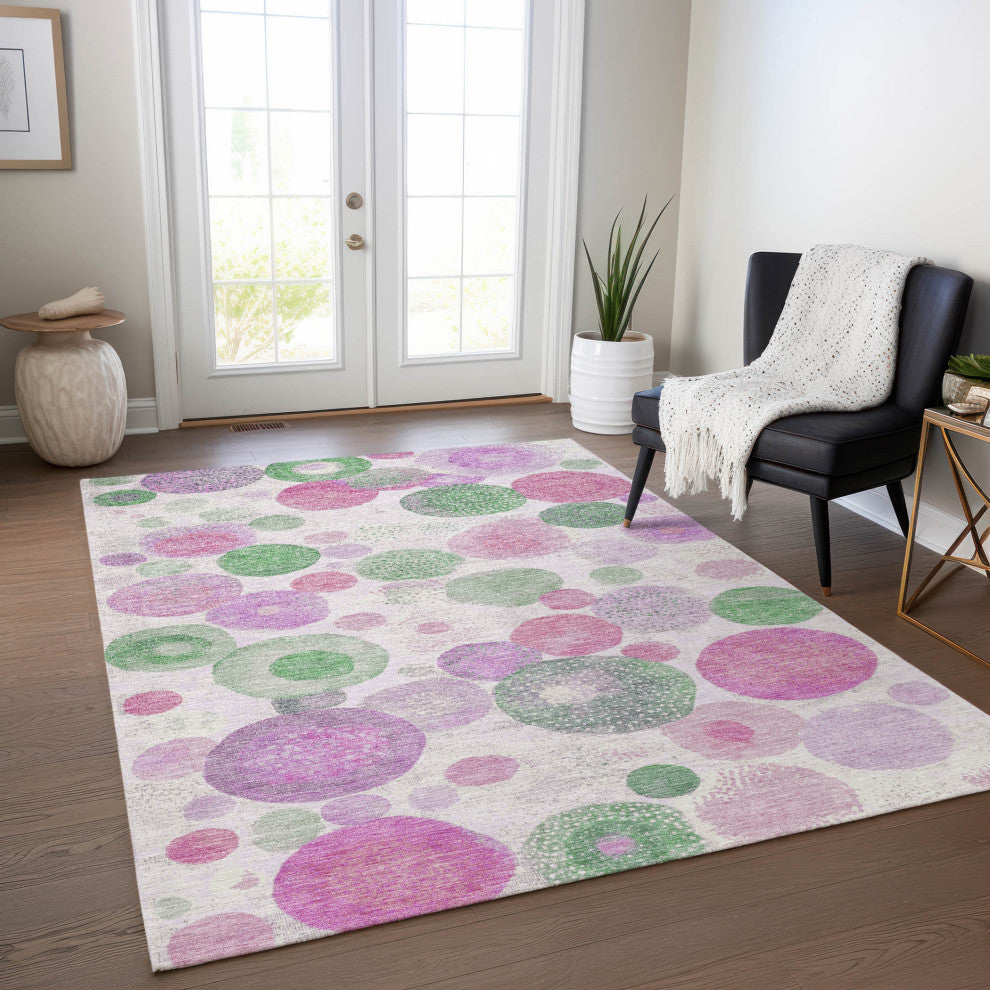 Machine Washable Indoor/Outdoor Chantille ACN1896 Pink 10' x 14' Rug