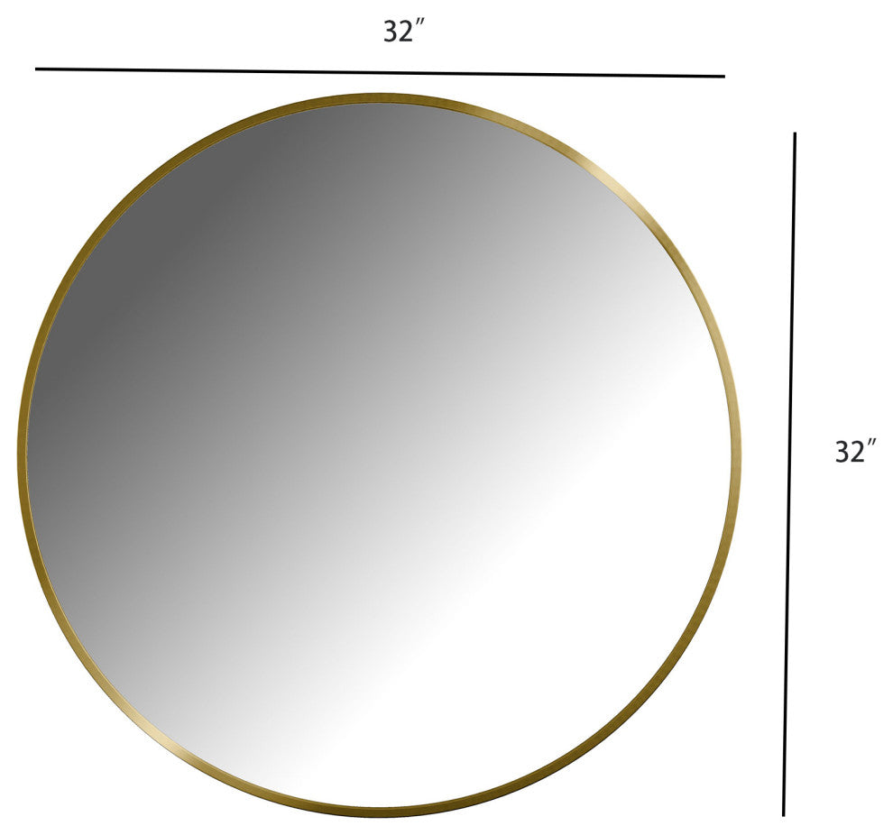 Round Framed Wall Mounted Bathroom Vanity Mirror, Brushed Gold;, 32" X 32"