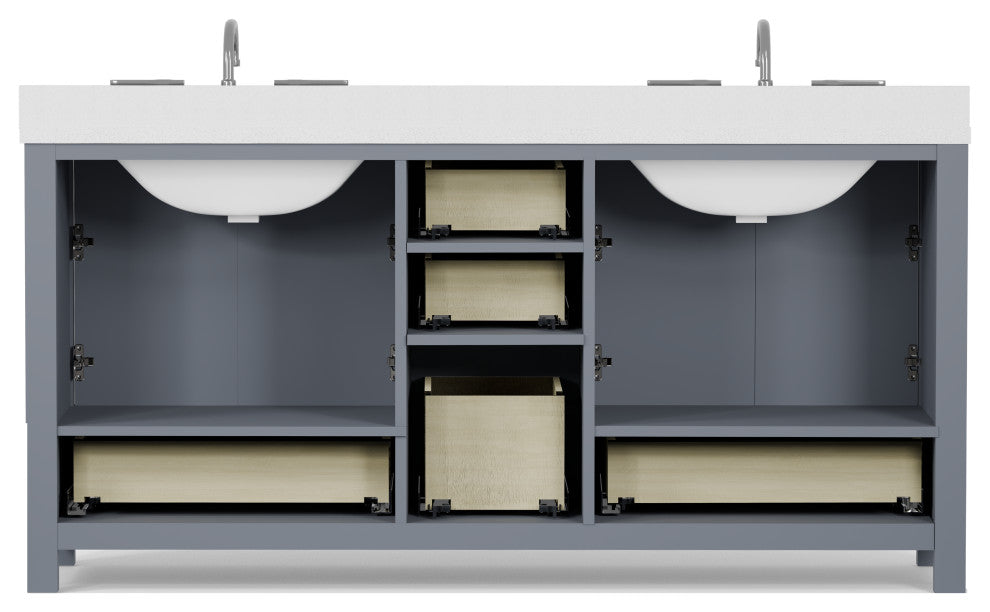 Caroline Avenue 72" Double Bathroom Vanity Set, Gray