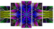 Star Shaped Blue Stained Glass, Contemporary Canvas Art Print, 60"x32", 5 Panels