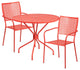 35.25'' Round Indoor-Outdoor Steel Patio Table and 2 Square Back Chairs, Coral