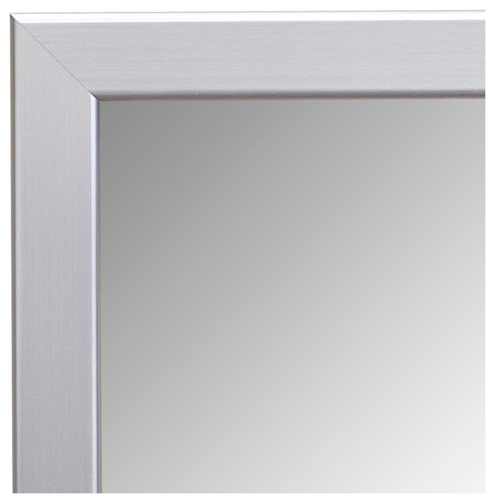 Meade Framed Wall Mirror, Brushed Chrome, 28"x60"