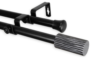 Cedar 13/16 inch Double Corner Window Curtain Rod, Black, 48-84"