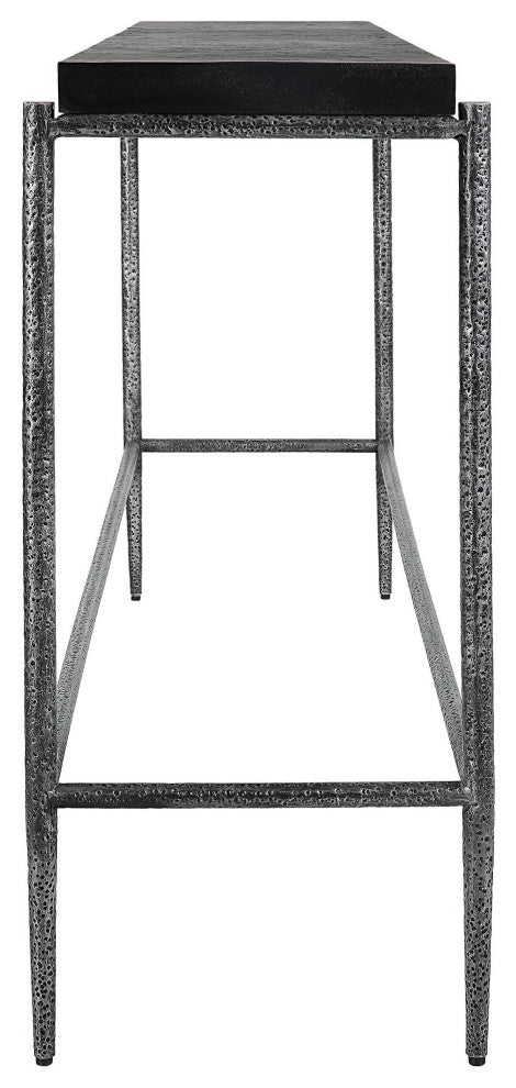 Uttermost 22969 Crescendo 60"W Concrete and Metal Table - Dark Silver / Black