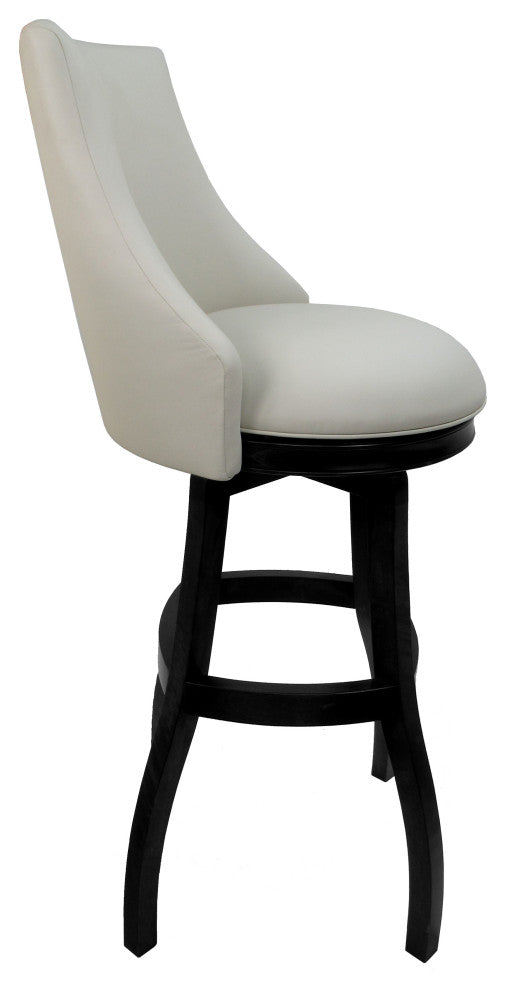 Swivel Bellissima Wood Stool, Ocean Beige Vinyl, Black, 34"