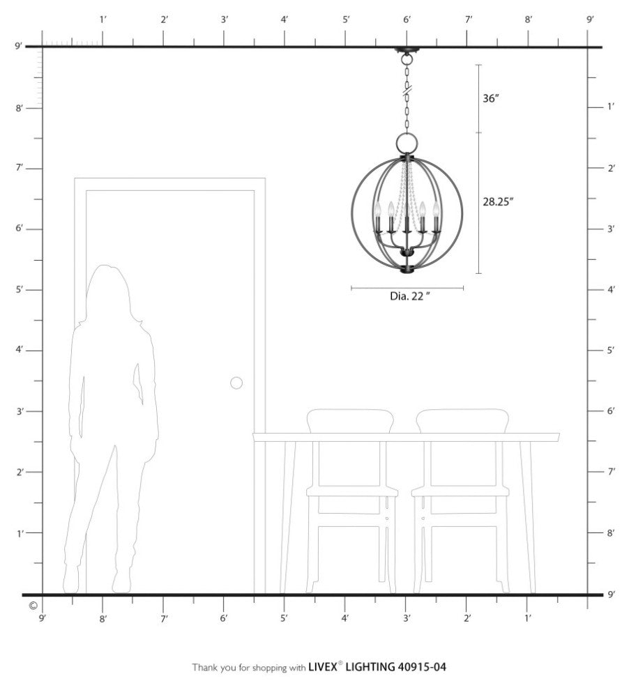 Arabella 5 Light Black With Brushed Nickel Finish Candles Globe Chandelier