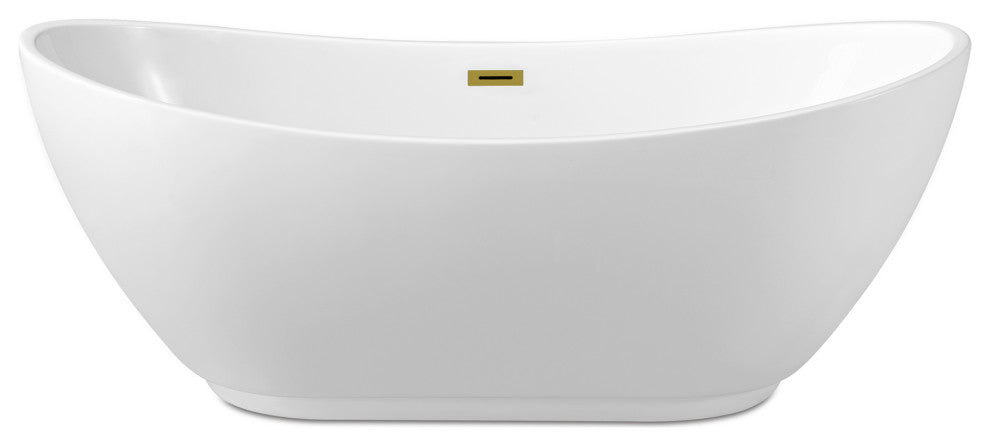 62" Streamline NPT9580GLD Soaking Freestanding Tub With Internal Drain